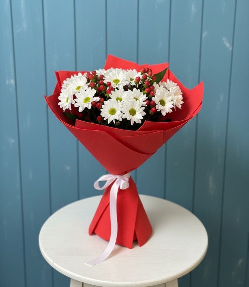 Букет ягоды на снегу в Якутске Букет цветов из: Хризантемы в Якутске