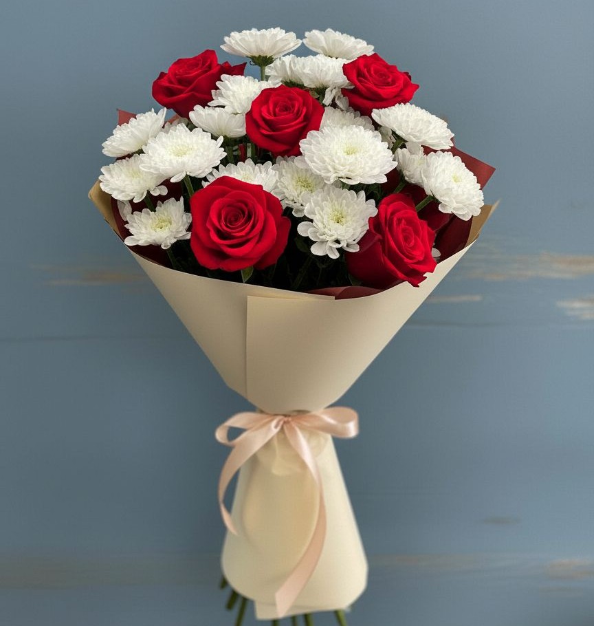 Букет цветов из: Розы и Хризантемы в Якутске