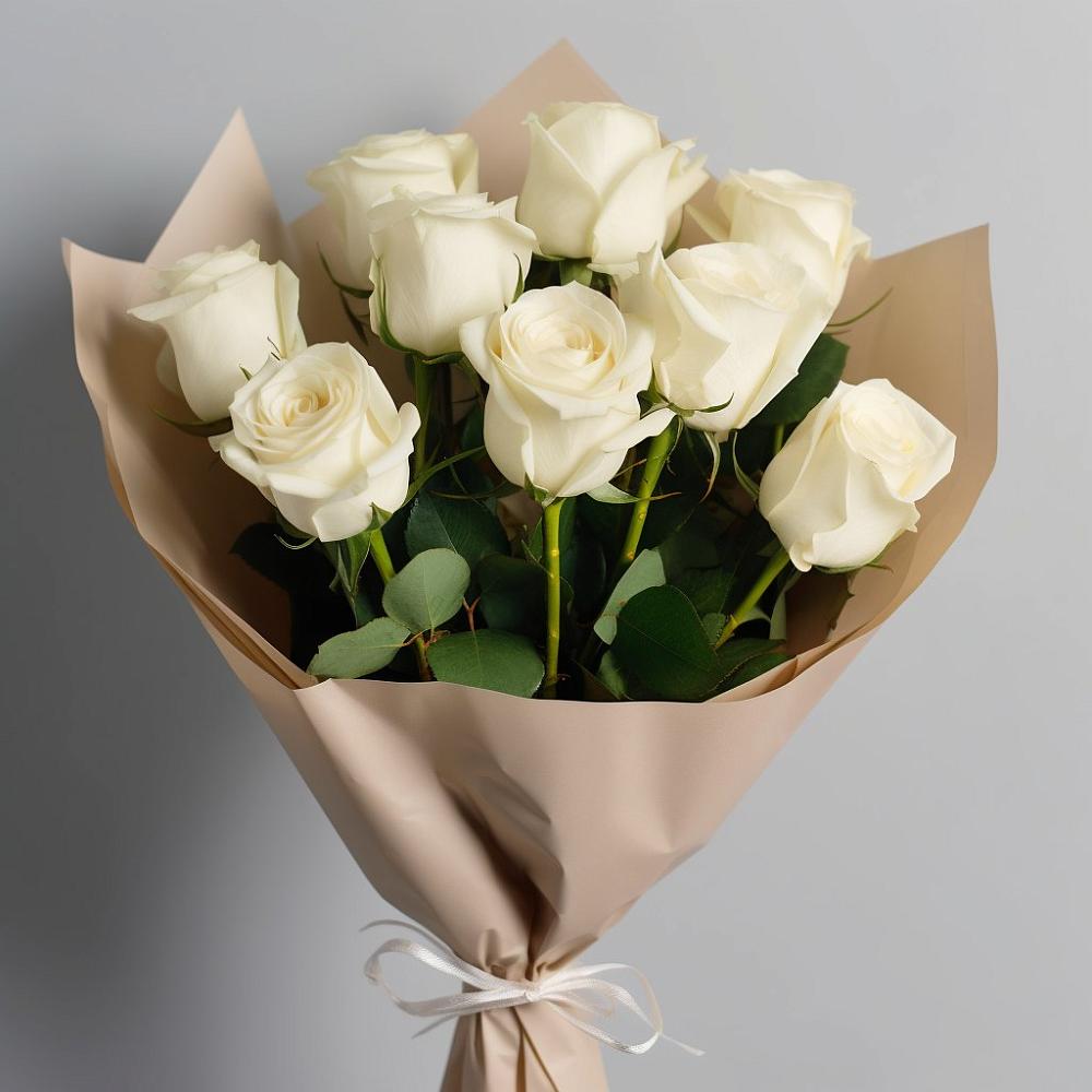 Букет 9 Белых роз Эдлесс Лав в Якутске