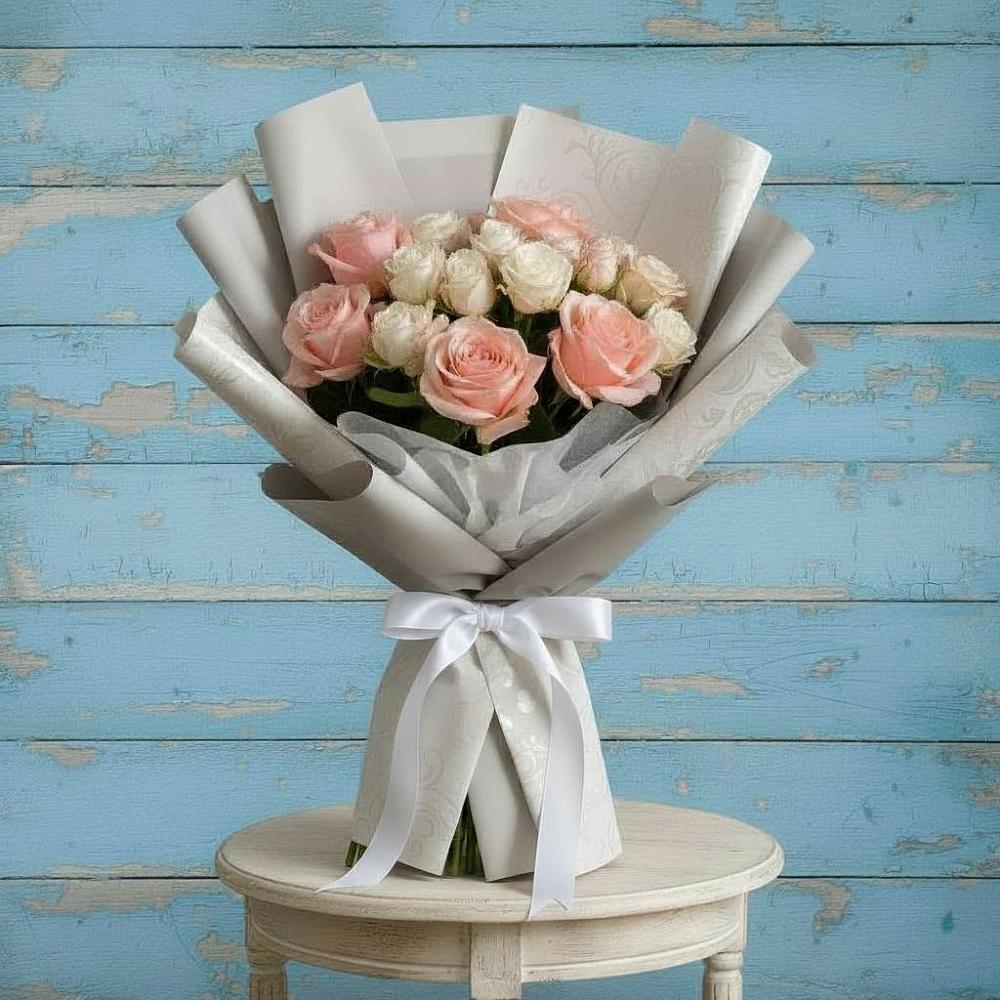 Букет Нежное облако в Якутске Букет цветов из: Розы в Якутске