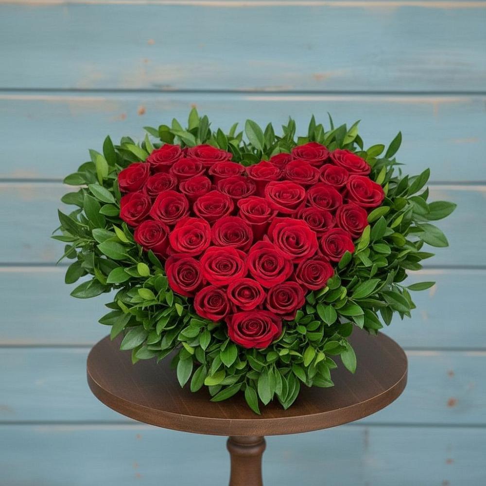 Композиция Сердце в любви в Якутске Цветочная композиция из Розы в виде сердца в Якутске