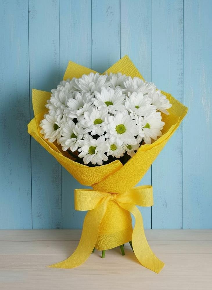 Букет Застенчивые лепестки в Якутске Букет цветов из: Хризантемы в Якутске