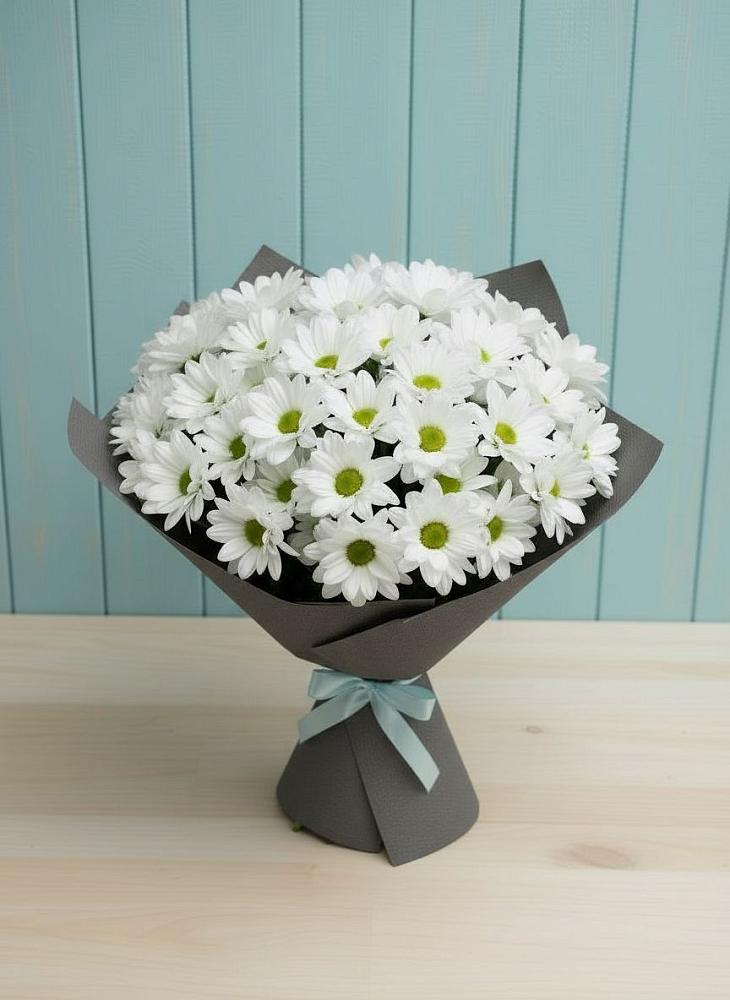 Букет белые хризантемы в Якутске Букет цветов из: Хризантемы в Якутске