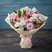 Букет цветов из:  Хризантемы, Альстромерии и Розы в Якутске