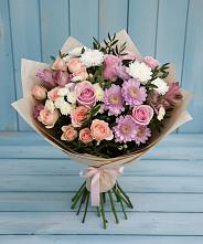 Букет цветов из:  Хризантемы, Розы и Альстромерии в Якутске